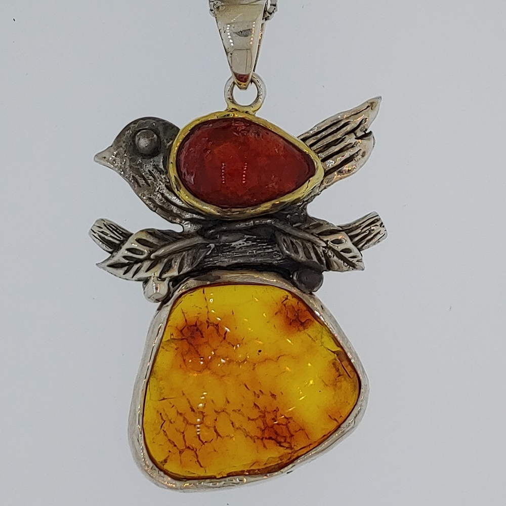 Sterling Silver One of a Kind Amber Necklace
